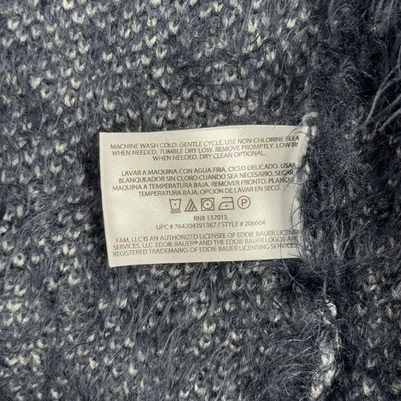 Eddie Bauer Sweater Women Small Gray Geometric Open Cardigan Neutral Minimalist - Picture 8 of 9